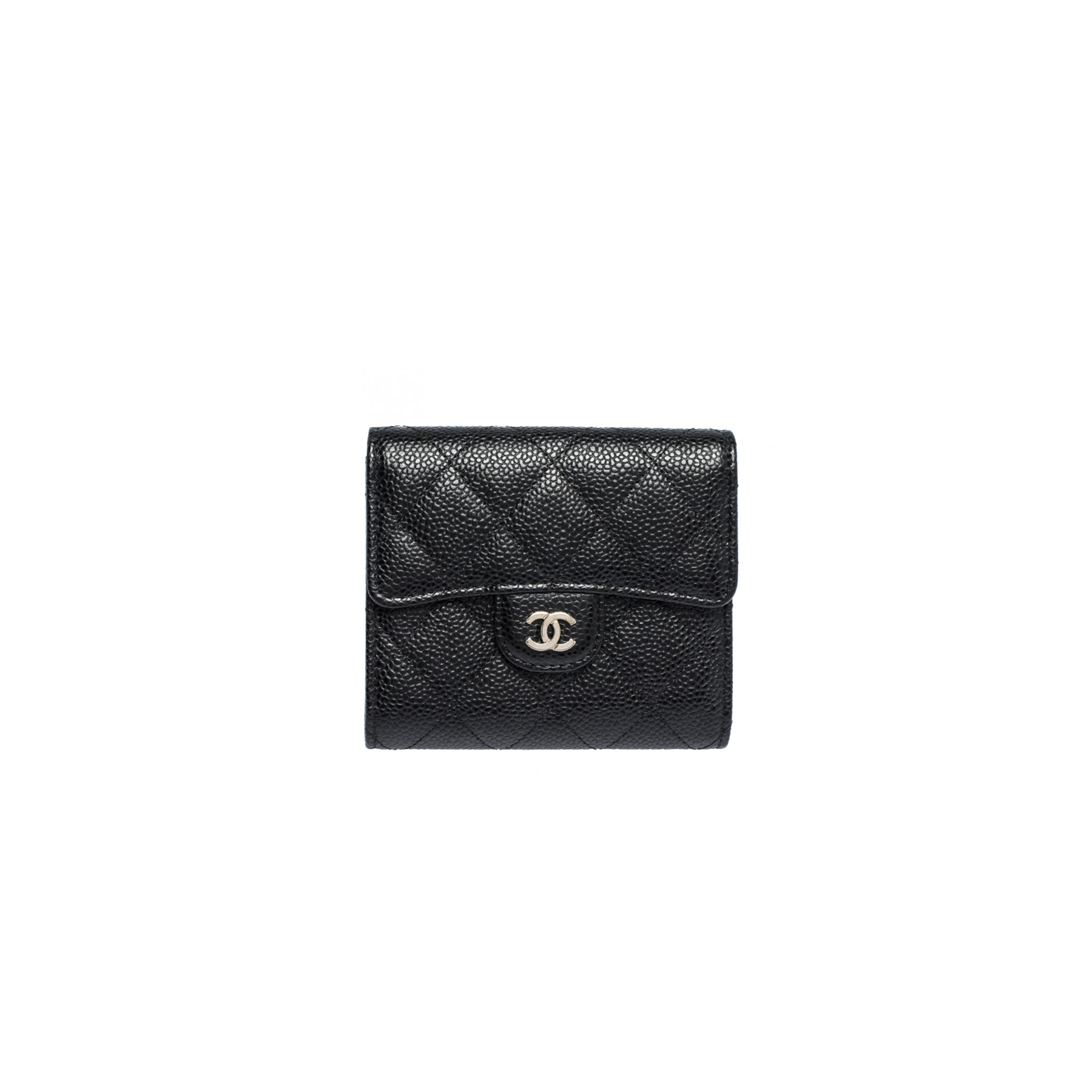 Ch*el master black quilted caviar leather trifold wallet (11.5*10.5*3cm)
